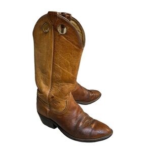 Vintage Wrangler Cowboy Western  Brown Boots Men's SZ 8.5D Tan Leather
